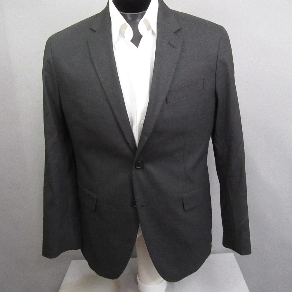 Banana Republic Sport Coat 42R Slim Charcoal‎ Gray Birdseye Single Vent